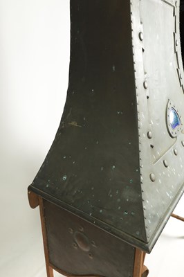 Lot 558 - AN ARTS AND CRAFTS COPPER AND RUSKIN ENAMEL FIREPLACE