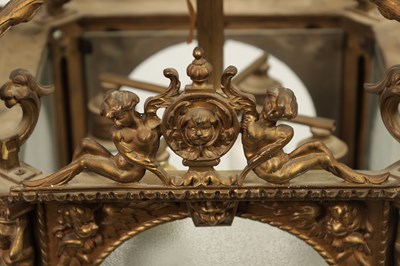 Lot 430 - A LATE 19TH CENTURY CAST BRASS HANGING LANTERN