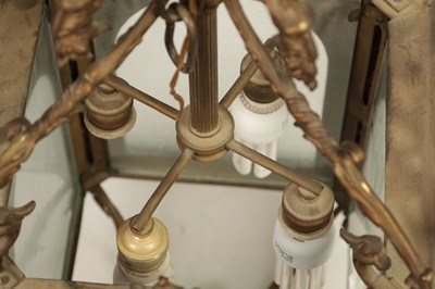 Lot 430 - A LATE 19TH CENTURY CAST BRASS HANGING LANTERN