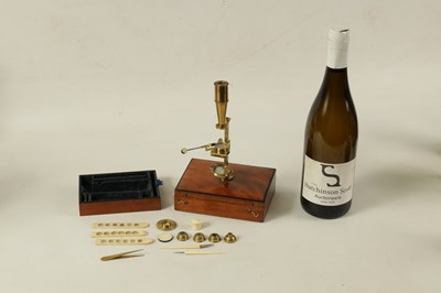 Lot 419 - WATKINS & HILL, CHARING CROSS, LONDON. AN EARLY 19TH CENTURY TRAVELLING MICROSCOPE