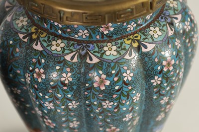 Lot 51 - A GOOD PAIR OF 19TH CENTURY JAPANESE CLOISONNÉ ORMOLU MOUNTED LAMP BASES