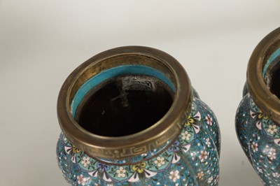 Lot 51 - A GOOD PAIR OF 19TH CENTURY JAPANESE CLOISONNÉ ORMOLU MOUNTED LAMP BASES