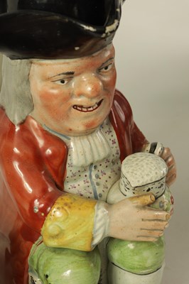 Lot 32 - TWO LATE 18TH/EARLY 19TH CENTURY RALPH WOOD TYPE STAFFORDSHIRE TOBY JUGS