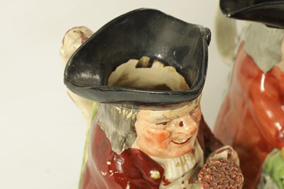 Lot 32 - TWO LATE 18TH/EARLY 19TH CENTURY RALPH WOOD TYPE STAFFORDSHIRE TOBY JUGS