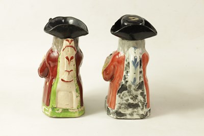 Lot 32 - TWO LATE 18TH/EARLY 19TH CENTURY RALPH WOOD TYPE STAFFORDSHIRE TOBY JUGS