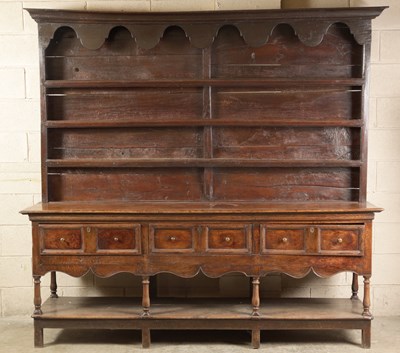 Lot 921 - AN IMPRESSIVE LATE 17TH/EARLY 18TH CENTURY  MONMOUTHSHIRE JOINED OAK DRESSER AND RACK OF  GENEROUS PROPORTIONS