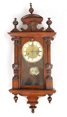 Lot 1037 - A SMALL 19TH CENTURY VIENNA STYLE WALL CLOCK
