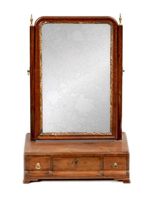 Lot 1325 - A GEORGE III MAHOGANY TOILET MIRROR