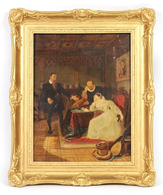 Lot 840 - A 19TH CENTURY OIL ON MAHOGANY PANEL