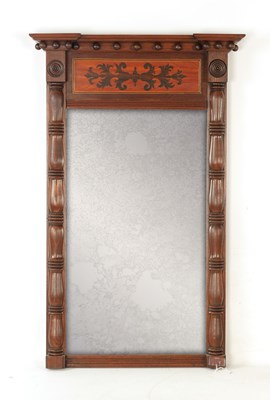 Lot 1291 - A REGENCY MAHOGANY INLAID PIER MIRROR