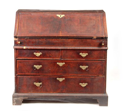 Lot 1025 - A GOOD WILLIAM AND MARY HERRING-BANDED AND BURR WALNUT BUREAU
