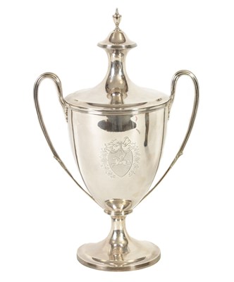 Lot 342 - A FINE GEORGE III  SILVER TROPHY CUP AND COVER OF LARGE SIZE