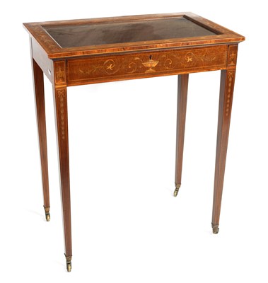 Lot 1230 - AN EDWARDIAN MARQUETRY INLAID FIDDLEBACK MAHOGANY BIJOUTERIE TABLE