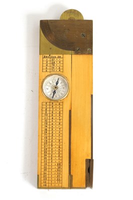 Lot 423 - A LEATHER CASED BOXWOOD AND BRASS INCLINOMETER LEVEL