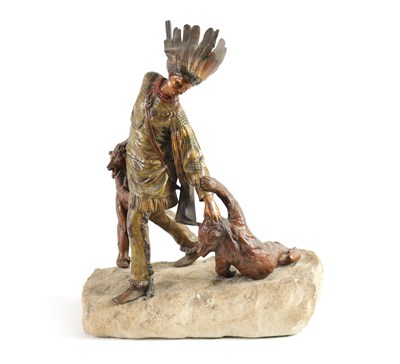 Lot 572 - FRANZ BERGMAN A LARGE EARLY 20TH CENTURY COLD-PAINTED BRONZE FIGURE GROUP