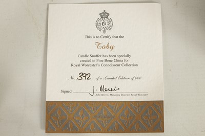 Lot 63 - A 20TH CENTURY ROYAL WORCESTER CANDLE EXTINGUISHER LIMITED EDITION “TOBY”