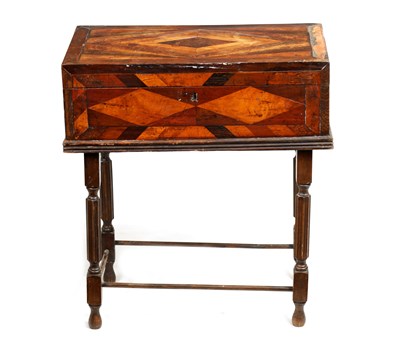 Lot 1292 - A GEORGE III SPECIMEN WOOD WORKBOX  IN THE MANNER OF RALPH TURNBULL