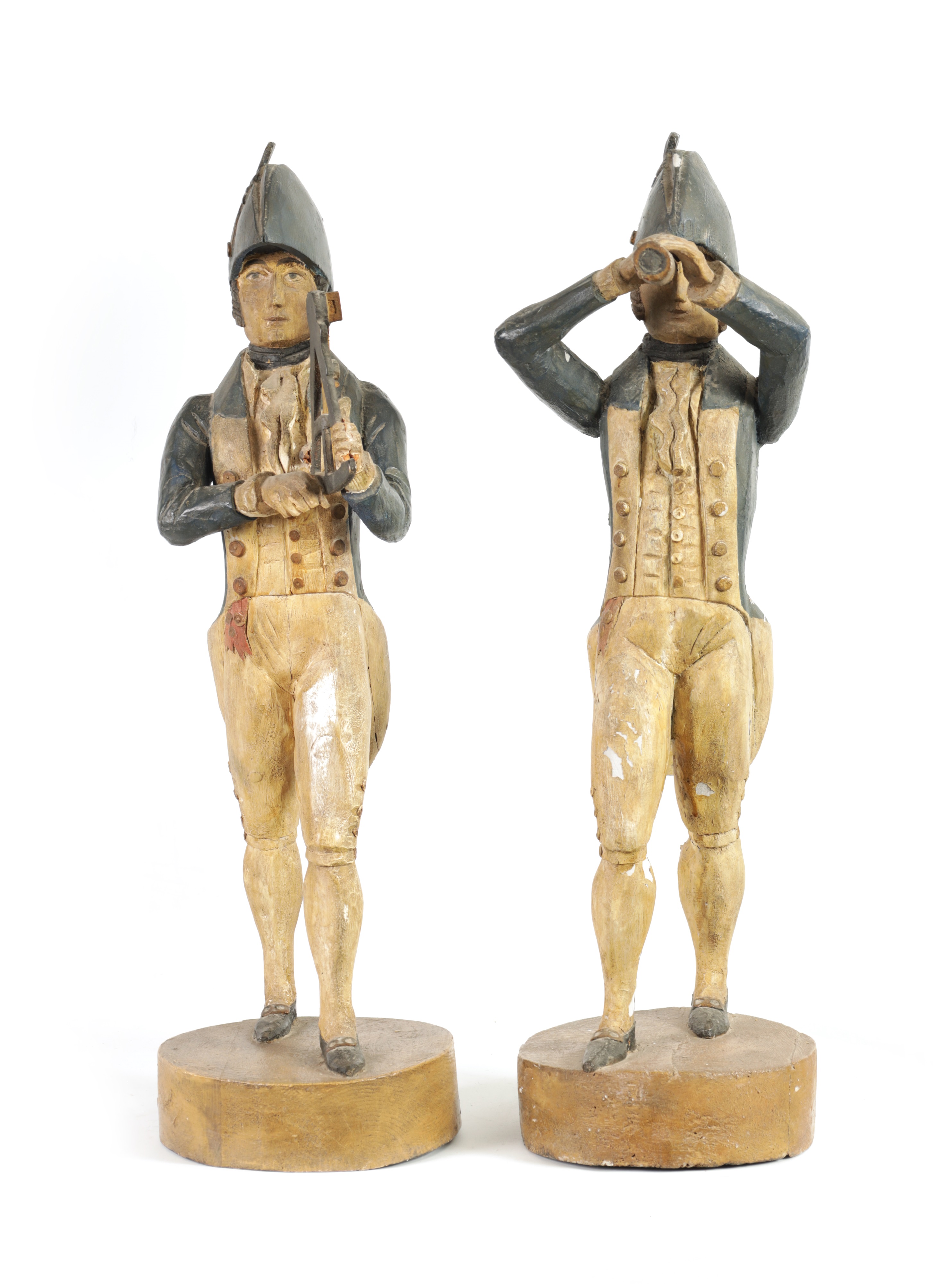 Pair of nineteenth-century carved wood figures depicting Nelson and Hardy sold by Hutchinson Scott