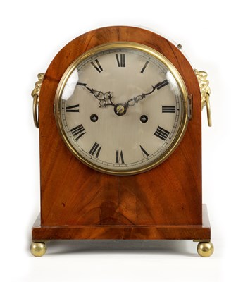 Lot 1015 - A LATE 19TH CENTURY FLAME MAHOGANY ARCHED TOP DOUBLE FUSEE ENGLISH BRACKET CLOCK