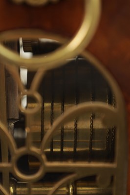 Lot 758 - A LATE 19TH CENTURY FLAME MAHOGANY ARCHED TOP DOUBLE FUSEE ENGLISH BRACKET CLOCK