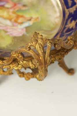 Lot 55 - A LATE 19TH CENTURY SERVES STYLE OVAL ORMOLU MOUNTED CENTREPIECE