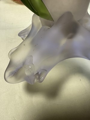 Lot 14 - A DECORATIVE 19TH CENTURY VASELINE GLASS TWO BRANCH CANDLE HOLDER