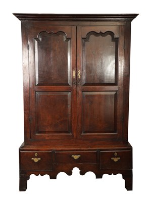 Lot 1399 - AN EARLY 18TH CENTURY JOINED OAK WELSH CUPBOARD