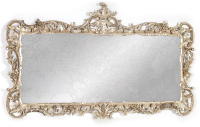 Lot 1478 - AN 18TH CENTURY CARVED PINE CHIPPENDALE STYLE OVERMANTEL MIRROR OF LARGE SIZE