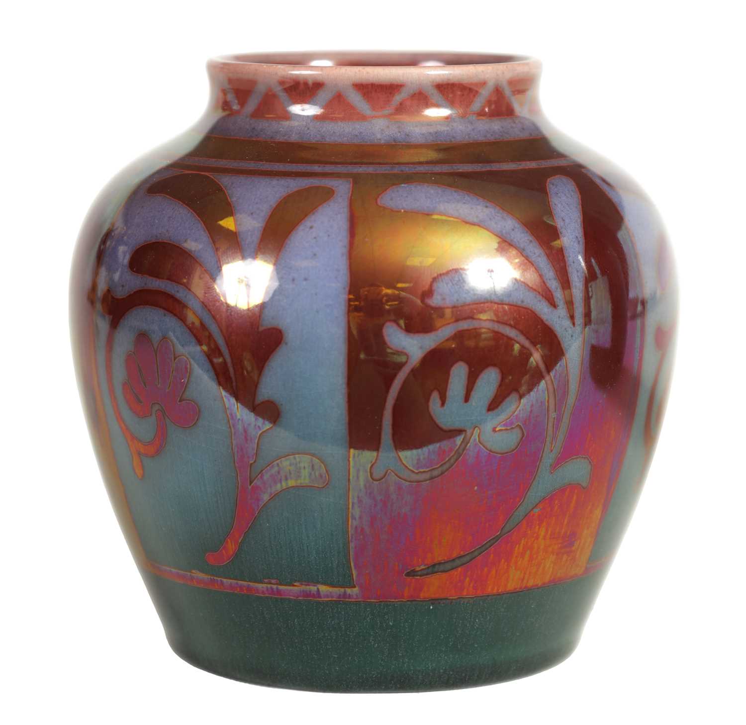 Lot 40 - WILLIAM S. MYCOCK. A PILKINGTONS ROYAL LANCASTRIAN CRIMSON LUSTRE WARE VASE