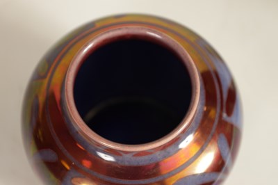 Lot 40 - WILLIAM S. MYCOCK. A PILKINGTONS ROYAL LANCASTRIAN CRIMSON LUSTRE WARE VASE