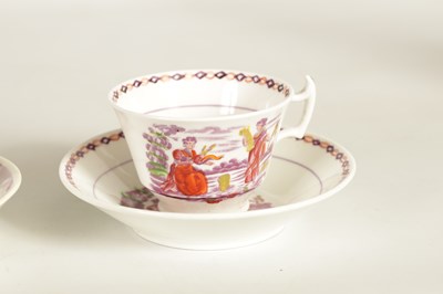 Lot 59 - A COLLECTION OF SIX VARIOUS 19TH CENTURY PORCELAIN AND CHINAWARE LARGE TEACUPS AND SAUCERS