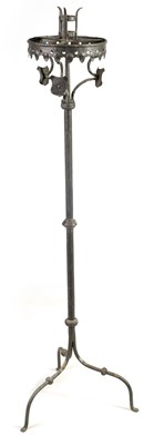 Lot 444 - A 17TH CENTURY CAST IRON STANDING PRICKET STICK