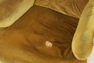 Lot 1186 - TWO LATE 19TH CENTURY HOWARD STYLE BUTTON UPHOLSTERED LOW SEATED ARMCHAIRS