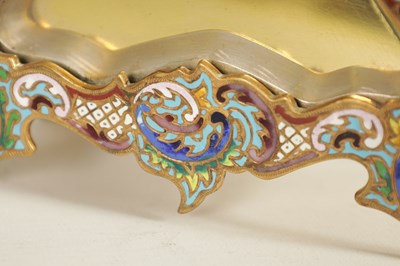 Lot 1657 - A LATE 19TH CENTURY BRASS AND CHAMPLEVE ENAMEL MANTEL CLOCK