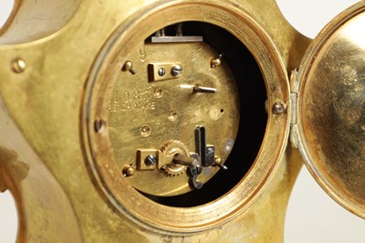 Lot 1657 - A LATE 19TH CENTURY BRASS AND CHAMPLEVE ENAMEL MANTEL CLOCK