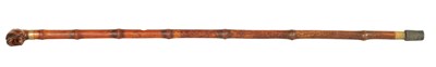 Lot 463 - A 19TH CENTURY CARVED BULL DOG HEAD WALKING STICK