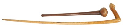 Lot 456 - OF BOER WAR INTEREST, A LATE 19TH CENTURY CARVED WALKING STICK AND KNOBKERRY
