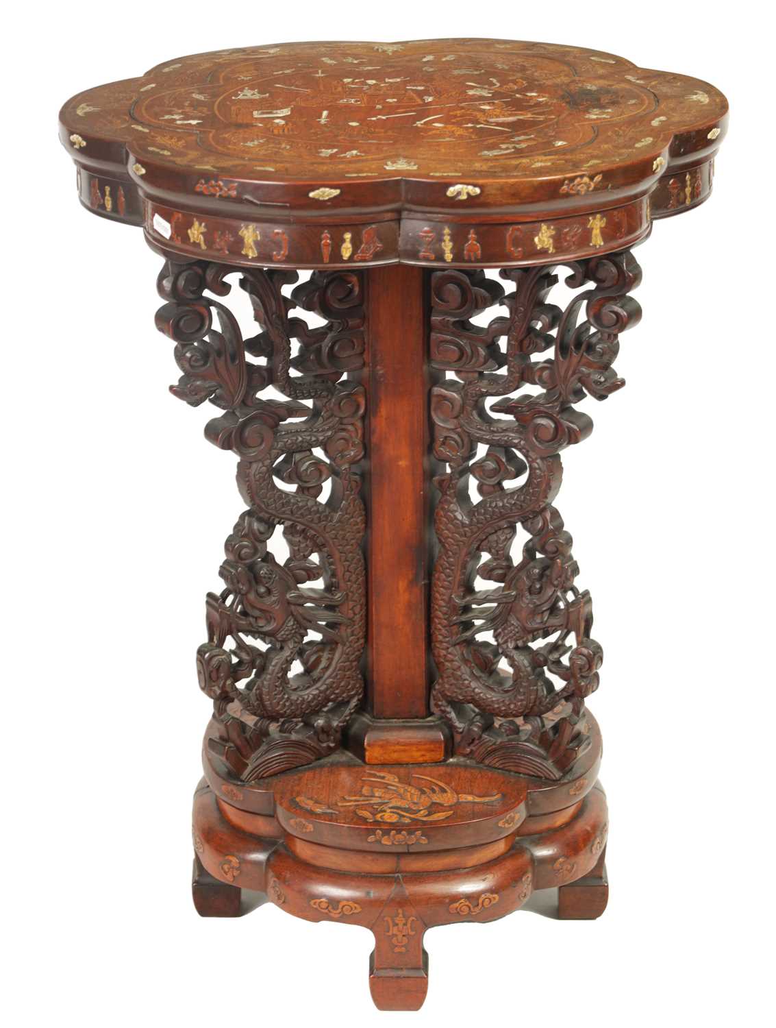 Lot 109 - A 19TH CENTURY CHINESE ROSEWOOD AND IVORY INLAID OCCASIONAL TABLE