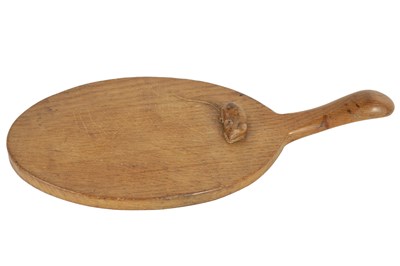Lot 882 - A ROBERT ‘MOUSEMAN’ THOMPSON LIGHTLY ADZED OAK CHEESE BOARD