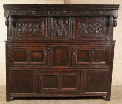 Lot 869 - A LATE 17TH CENTURY JOINED OAK COURT CUPBOARD OF GOOD COLOUR AND PATINA
