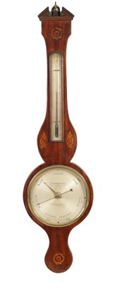 Lot 730 - C. OREGGIO, NOTTINGHAM. A GEORGE III SHELL INLAID WHEEL BAROMETER