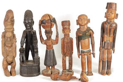 Lot 204 - A SELECTION OF SEVEN CARVED AFRICAN FIGURES