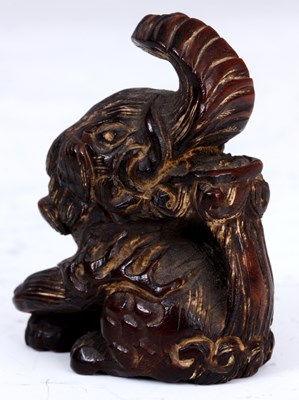 Lot 102 - A JAPANESE HARDWOOD NETSUKE of Baku, signature...