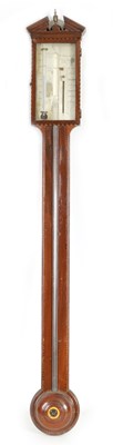 Lot 793 - P. GAROF & CO, EDINBURGH. A GEORGE III STRING INLAID AND MAHOGANY DOOR STICK BAROMETER