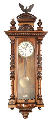 Lot 797 - A LATE 19TH CENTURY WALNUT VIENNA STYLE WALL CLOCK
