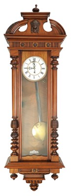 Lot 726 - A LATE 19TH CENTURY WALNUT VIENNA STYLE WALL CLOCK