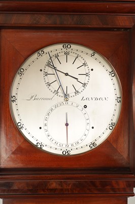 Lot 977 - BARRAUD, LONDON. A FINE REGENCY FIGURED MAHOGANY OBSERVATORY REGULATOR LONGCASE CLOCK