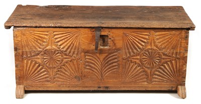 Lot 1038 - A 17TH CENTURY SPANISH ELM COFFER