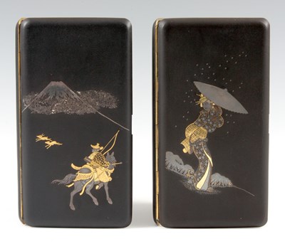 Lot 114 - A PAIR OF JAPANESE DAMASCENE CIGARETTE CASES...