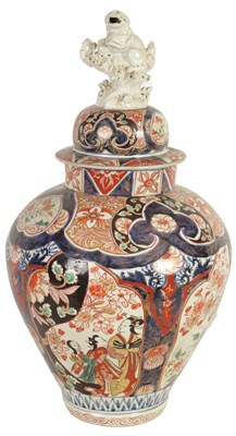 Lot 66 - A 19TH CENTURY JAPANESE IMARI LARGE INVERTED BALUSTER VASE AND COVER